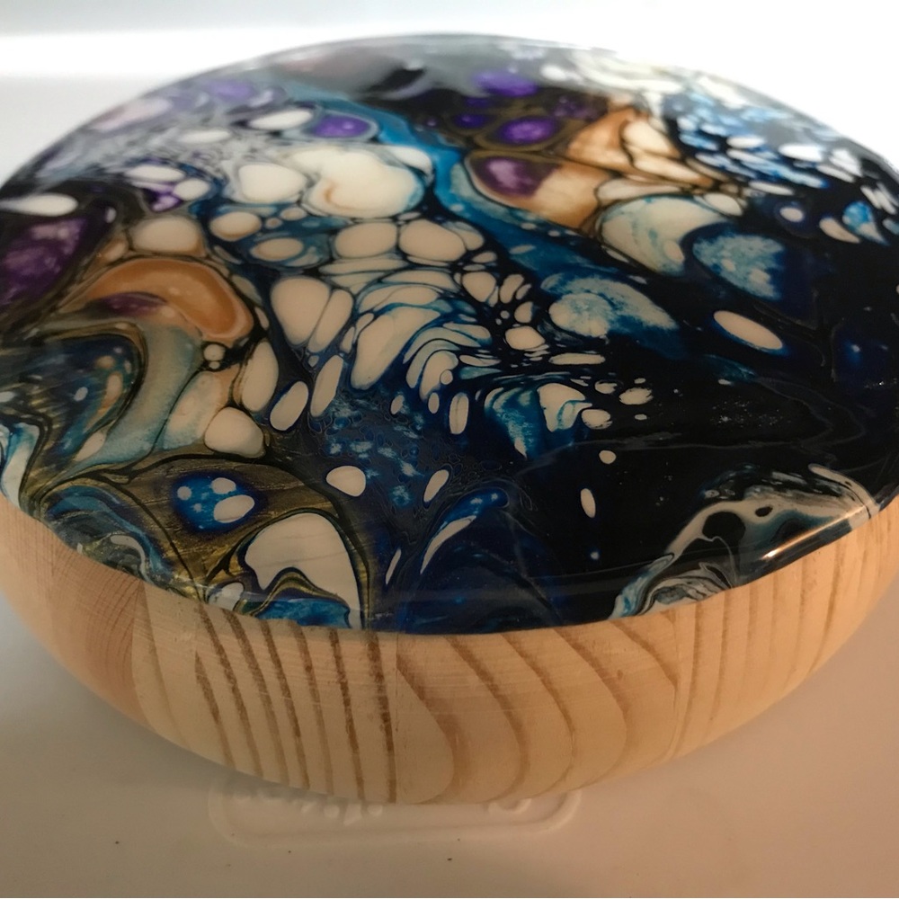 Hand Crafted Blue and Purple Abstract Art